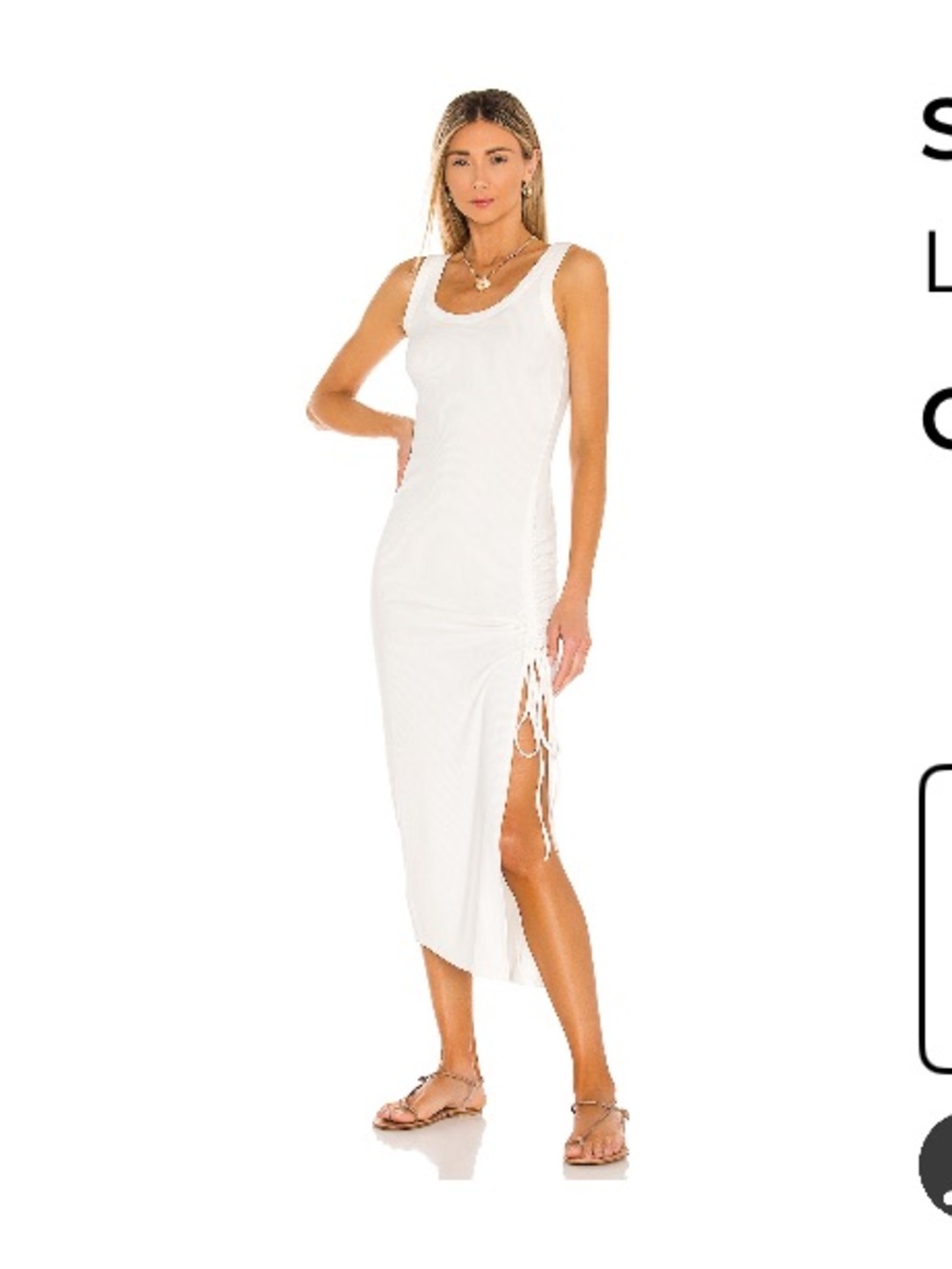 l*space Sandpiper Midi Dress in Cream with Side Slit